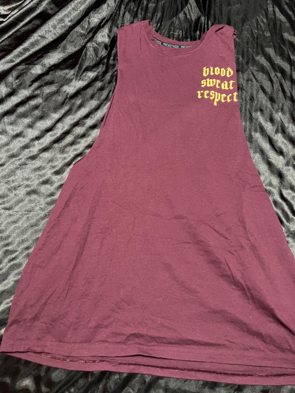 Under Armour Men's Maroon Tank Top with Yellow 'Blood Sweat Respect' Print